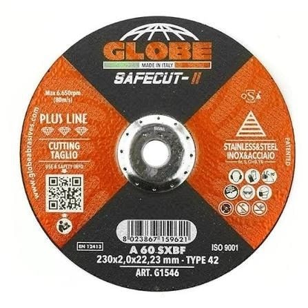 Globe Safecut 230 x 2 x 22mm DC Skinny Steel Cutting Disc